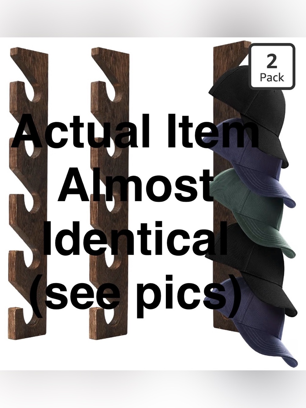 New 2PCS Wall Mounted Wooden Hat Rack for Baseball Caps - Solid Wood Organizer